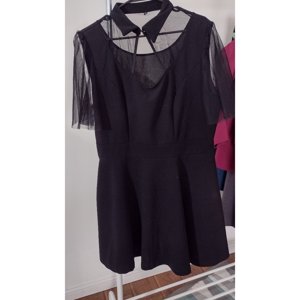 Shein Flutter Sleeve Collared A-line Dress